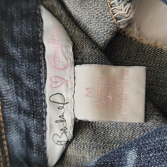 Candie’s Britney Spears Cropped Jean Vest Blue Distressed Denim Button Down Y2K - Picture 13 of 15